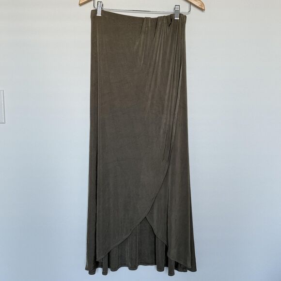 Free People Skirt Womens Small Olive Wrap Maxi Asymmetrical High Low OB969810 - Picture 1 of 10